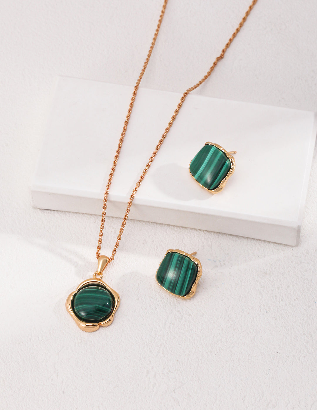 Verdant Malachite/Faceted Moonstone/Brushed Opaque store Acrylic Pendant Necklace