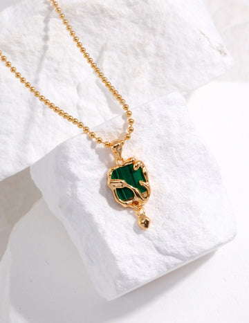 Vintage Malachite Pendant Necklace