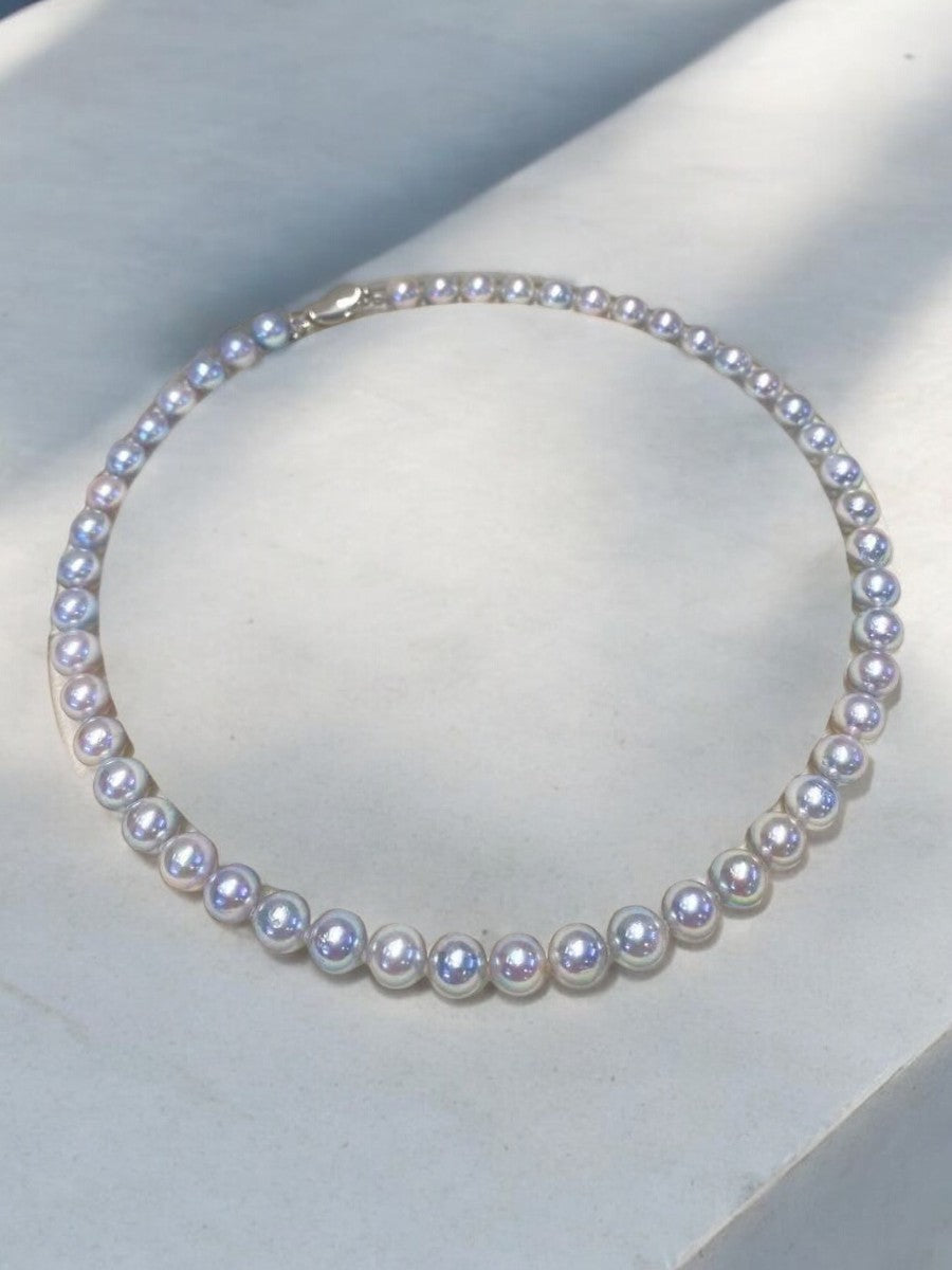 AAA Saltwater Radiant Blue Glow Pearl Necklace