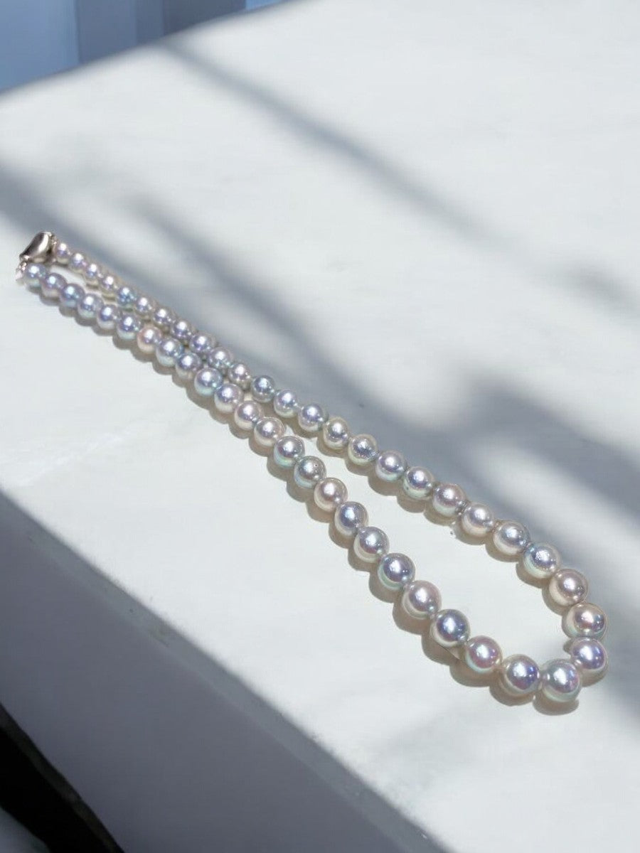 AAA Saltwater Radiant Blue Glow Pearl Necklace