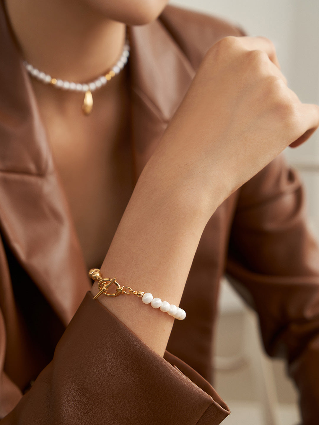 Golden Harmony Pearl Bracelet