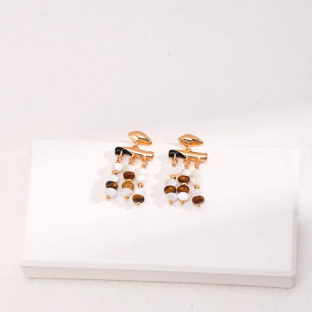 Regal Noir Tiger's Eye Silver Earrings Amore Forma