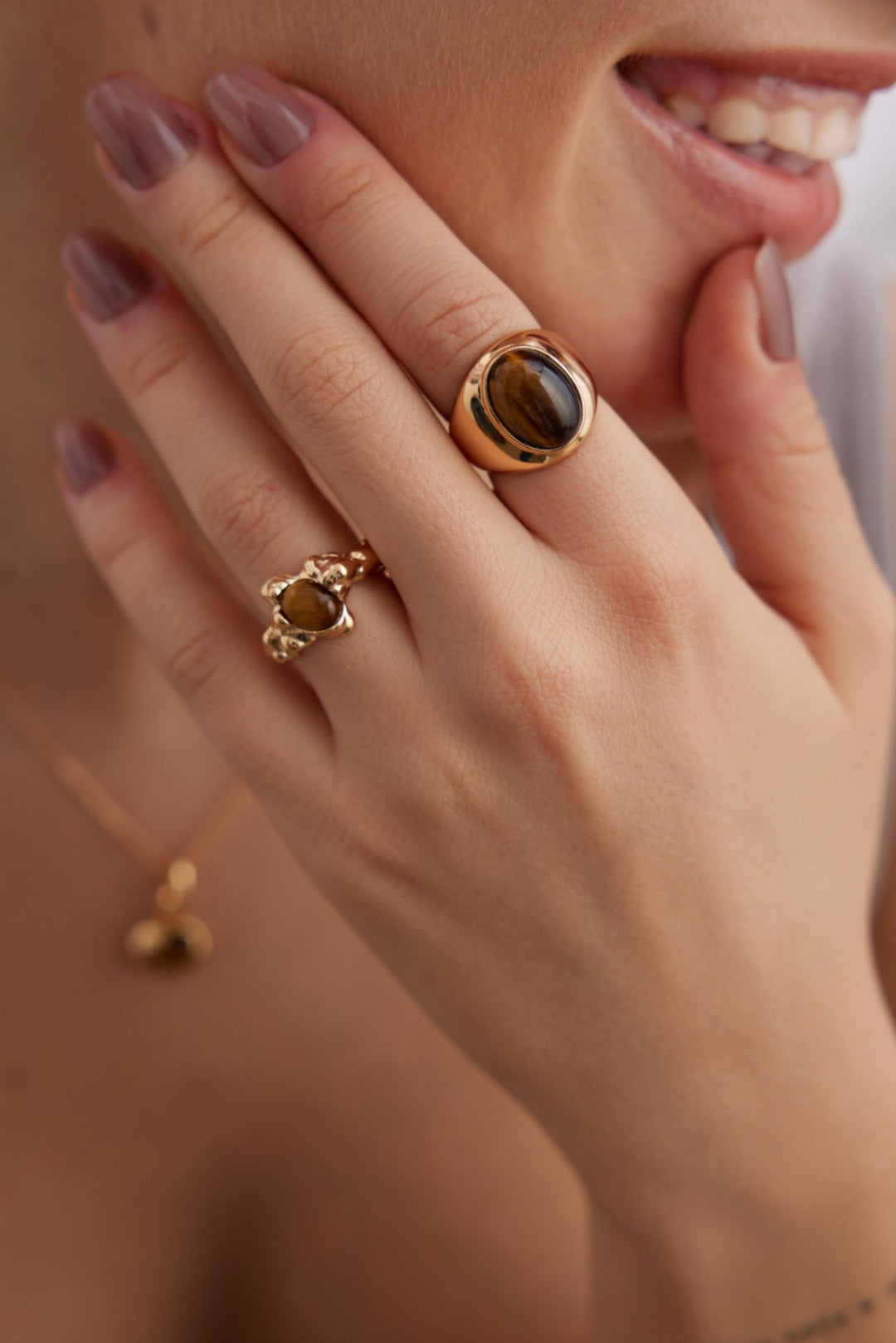 Tiger's Eye Embrace Ring Amore Forma