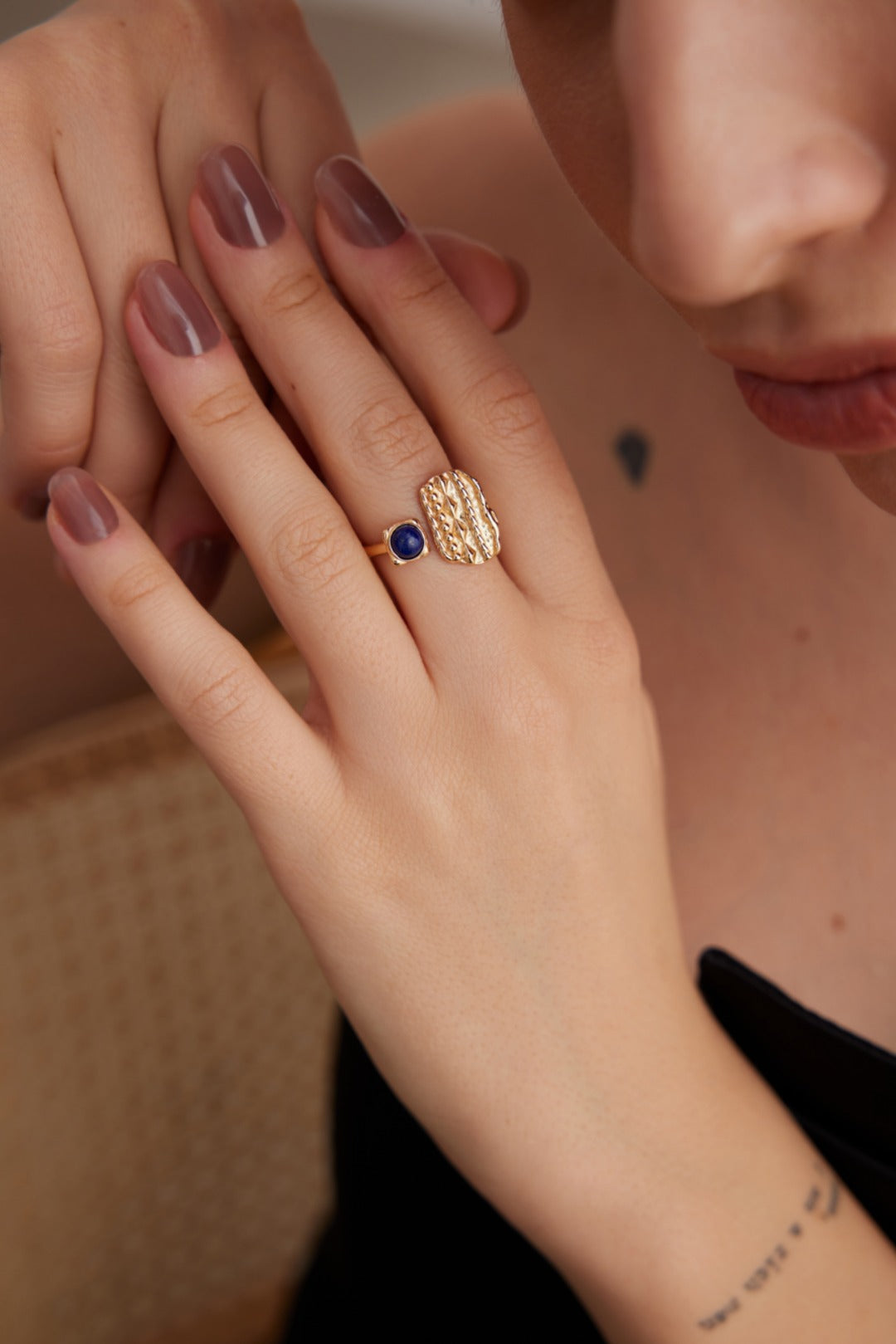 Vintage Weave Lapis Ring