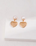 Golden Heart Pearl Earrings Amore Forma