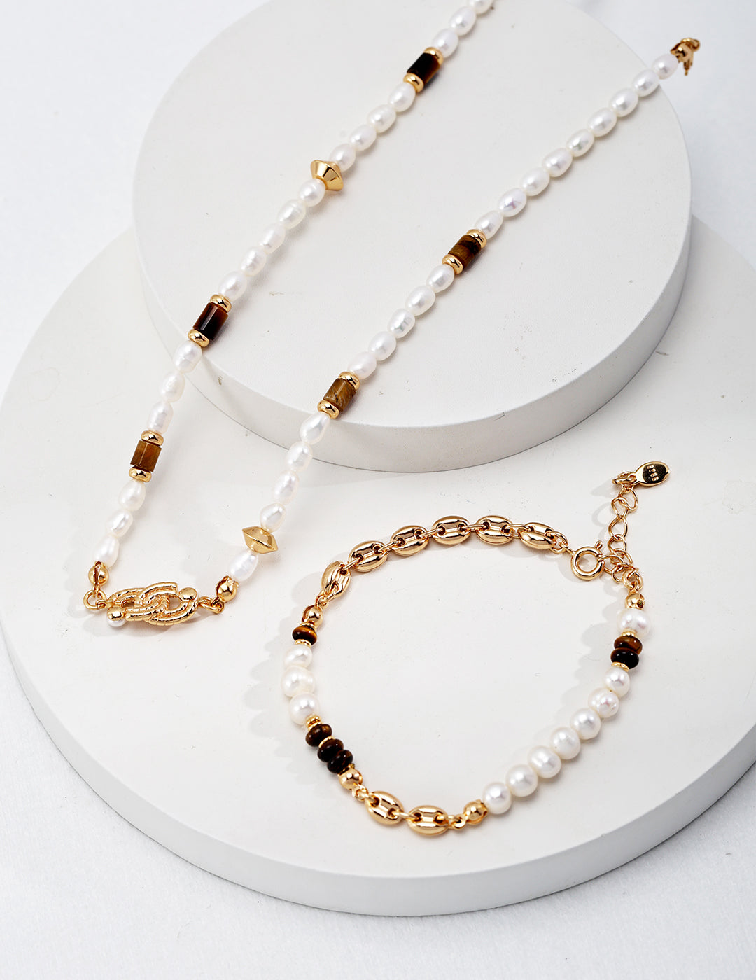 Harmony Pearl and Tiger Eye Bracelet Amore Forma