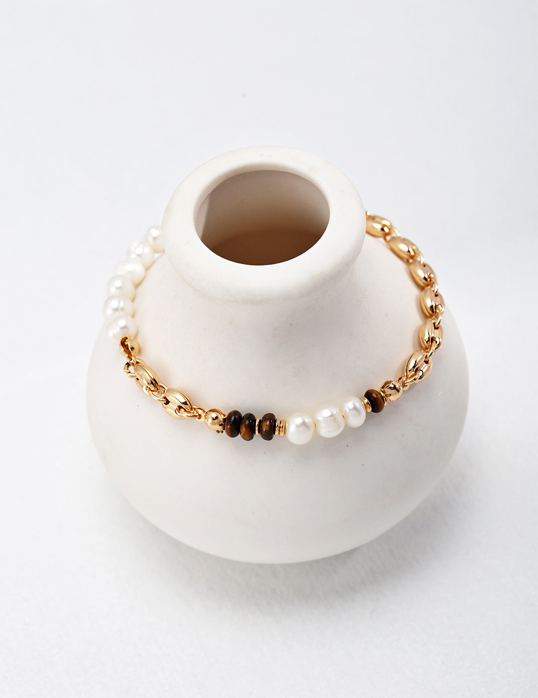 Harmony Pearl and Tiger Eye Bracelet Amore Forma